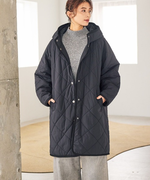 セール】キルティングフードロングコート（ダウンジャケット/コート