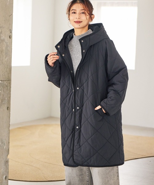 セール】キルティングフードロングコート（ダウンジャケット/コート