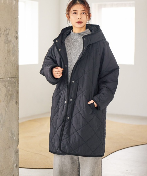 キルティングフードロングコート（ダウンジャケット/コート）｜studio