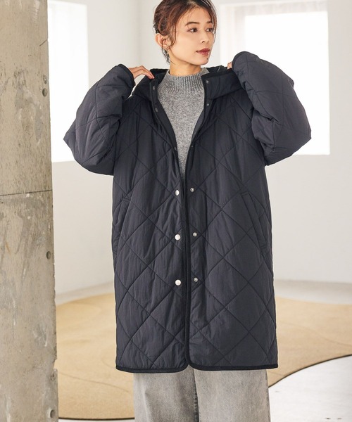 studio CLIP(スタディオクリップ)の「キルティングフードロングコート(ダウンジャケット/コート・レディース・モカ/ブラック/アイボリー・FREE)」の6枚目の写真