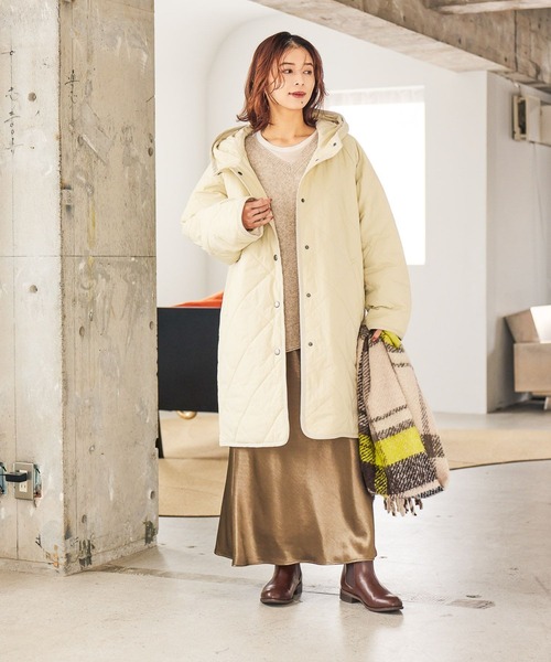 キルティングフードロングコート（ダウンジャケット/コート）｜studio