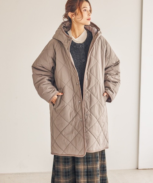 キルティングフードロングコート（ダウンジャケット/コート）｜studio