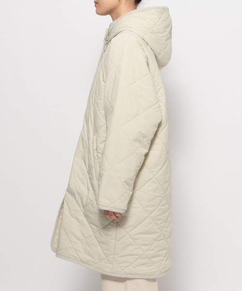 スタジオクリップ　キルティングフードロングコート　アイボリー セール】キルティングフードロングコート（ダウンジャケット/コート