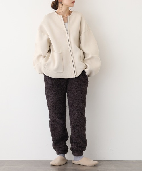 OMNES(オムネス)の「あったかふわシャギーパンツ(その他パンツ・レディース・ネイビー/チャコール・L/M)」の6枚目の写真
