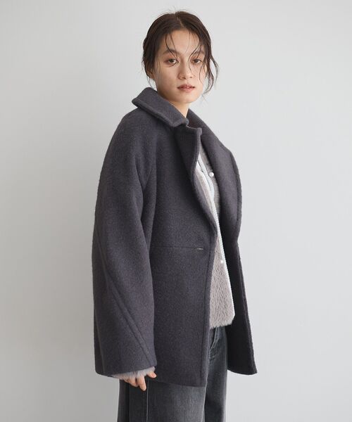 GARAGE OF GOOD CLOTHING（ガレージオブグッドクロージング）の「ライトウエーブニットＰコート（その他アウター・レディース・チャコールグレー/ネイビー・M）」の5枚目の写真