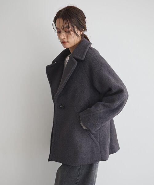 GARAGE OF GOOD CLOTHING（ガレージオブグッドクロージング）の「ライトウエーブニットＰコート（その他アウター・レディース・チャコールグレー/ネイビー・M）」の6枚目の写真