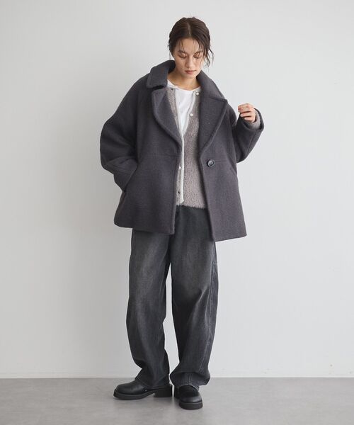 GARAGE OF GOOD CLOTHING（ガレージオブグッドクロージング）の「ライトウエーブニットＰコート（その他アウター・レディース・チャコールグレー/ネイビー・M）」の7枚目の写真