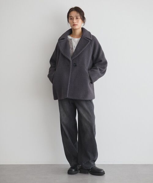 GARAGE OF GOOD CLOTHING（ガレージオブグッドクロージング）の「ライトウエーブニットＰコート（その他アウター・レディース・チャコールグレー/ネイビー・M）」の8枚目の写真