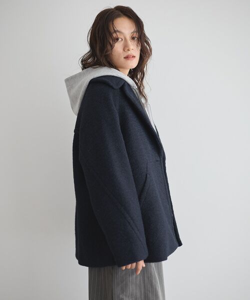 GARAGE OF GOOD CLOTHING（ガレージオブグッドクロージング）の「ライトウエーブニットＰコート（その他アウター・レディース・チャコールグレー/ネイビー・M）」の13枚目の写真