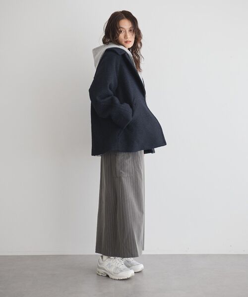 GARAGE OF GOOD CLOTHING（ガレージオブグッドクロージング）の「ライトウエーブニットＰコート（その他アウター・レディース・チャコールグレー/ネイビー・M）」の17枚目の写真