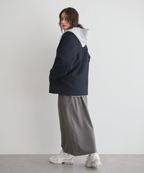 GARAGE OF GOOD CLOTHING（ガレージオブグッドクロージング）の「ライトウエーブニットＰコート（その他アウター・レディース・チャコールグレー/ネイビー・M）」の18枚目の写真