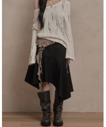 KHAKIPOINT（カーキポイント）の「Unbalanced Midi Skirt (black)（スカート）」