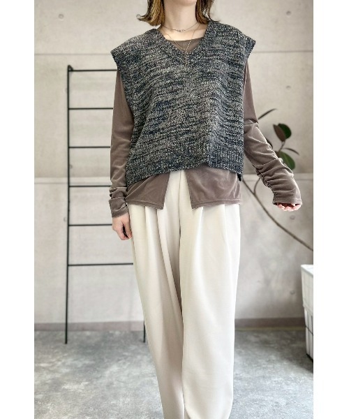 amini(アミニ)の「前後2wayベロアシアープルオーバー(Tシャツ/カットソー・レディース・ブラック/グレイッシュベージュ/ブラウン・MEDIUM)」の7枚目の写真