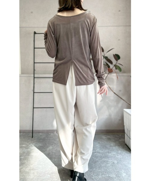 amini(アミニ)の「前後2wayベロアシアープルオーバー(Tシャツ/カットソー・レディース・ブラック/グレイッシュベージュ/ブラウン・MEDIUM)」の6枚目の写真