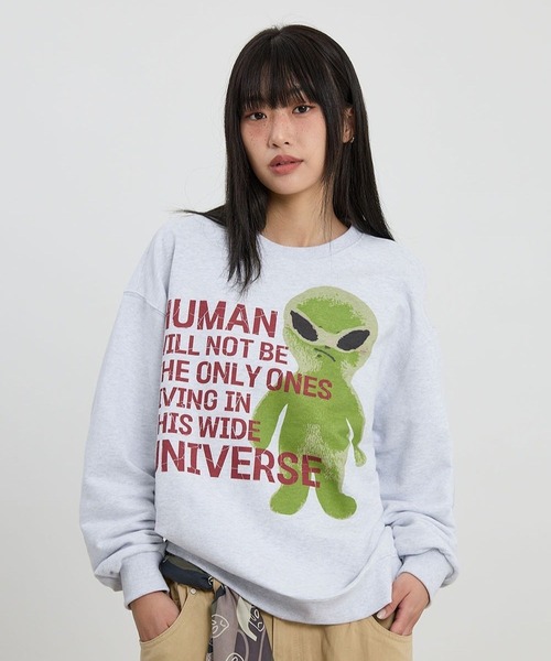 HOODHOOD(フッドフッド)の「【UNISEX】HOODHOOD/Ailen スローガンプルオーバー(Tシャツ/カットソー・レディース・ライトグレー/ブラック・LARGE/MEDIUM)」の8枚目の写真