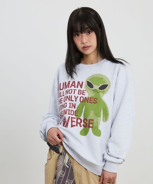 HOODHOOD(フッドフッド)の「【UNISEX】HOODHOOD/Ailen スローガンプルオーバー(Tシャツ/カットソー・レディース・ライトグレー/ブラック・LARGE/MEDIUM)」の9枚目の写真