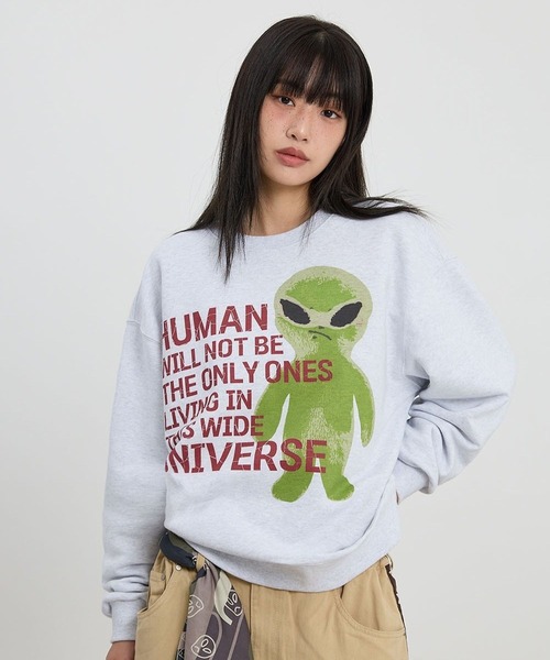 HOODHOOD(フッドフッド)の「【UNISEX】HOODHOOD/Ailen スローガンプルオーバー(Tシャツ/カットソー・レディース・ライトグレー/ブラック・LARGE/MEDIUM)」の10枚目の写真