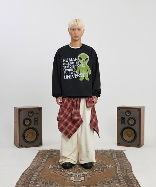 HOODHOOD(フッドフッド)の「【UNISEX】HOODHOOD/Ailen スローガンプルオーバー(Tシャツ/カットソー・レディース・ライトグレー/ブラック・LARGE/MEDIUM)」の11枚目の写真