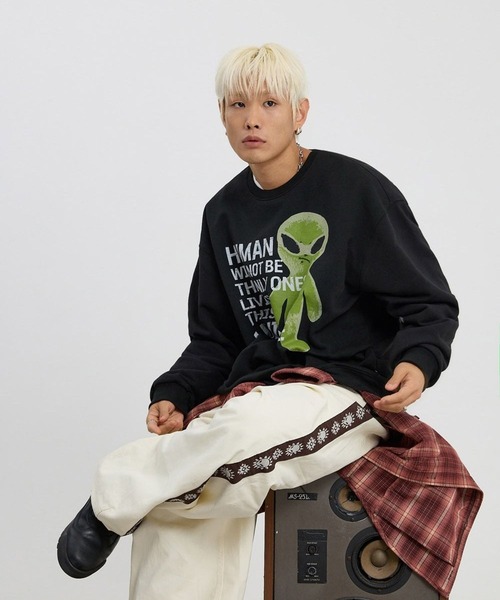 HOODHOOD(フッドフッド)の「【UNISEX】HOODHOOD/Ailen スローガンプルオーバー(Tシャツ/カットソー・レディース・ライトグレー/ブラック・LARGE/MEDIUM)」の14枚目の写真