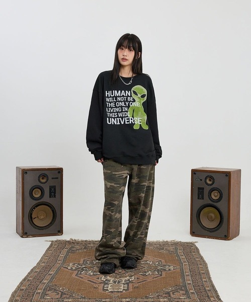 HOODHOOD(フッドフッド)の「【UNISEX】HOODHOOD/Ailen スローガンプルオーバー(Tシャツ/カットソー・レディース・ライトグレー/ブラック・LARGE/MEDIUM)」の15枚目の写真