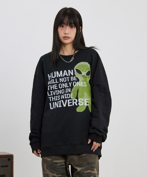 HOODHOOD(フッドフッド)の「【UNISEX】HOODHOOD/Ailen スローガンプルオーバー(Tシャツ/カットソー・レディース・ライトグレー/ブラック・LARGE/MEDIUM)」の17枚目の写真