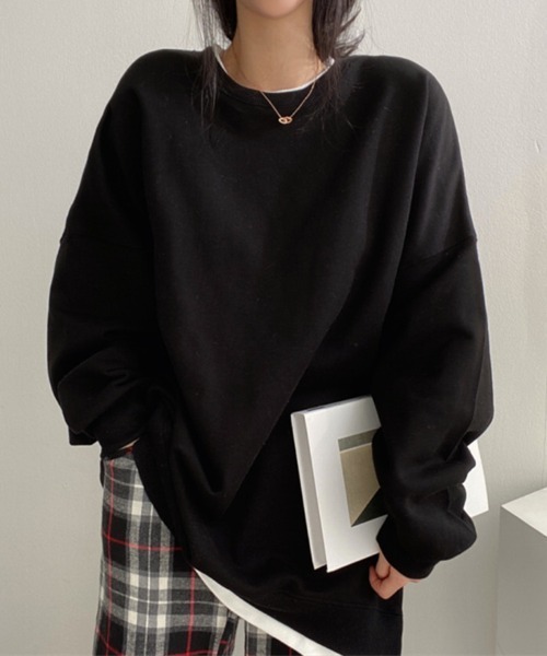 SallyLunn(サリーラン)の「レイヤードゆるスウェット(スウェット・レディース・ブラック/ネイビー/イエロー/グレー・LARGE/MEDIUM)」の1枚目の写真