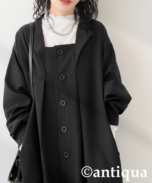 antiqua(アンティカ)の「テーラードカラー オールインワン(つなぎ/オールインワン・レディース・グレー/ブラック・ONESIZE)」の17枚目の写真
