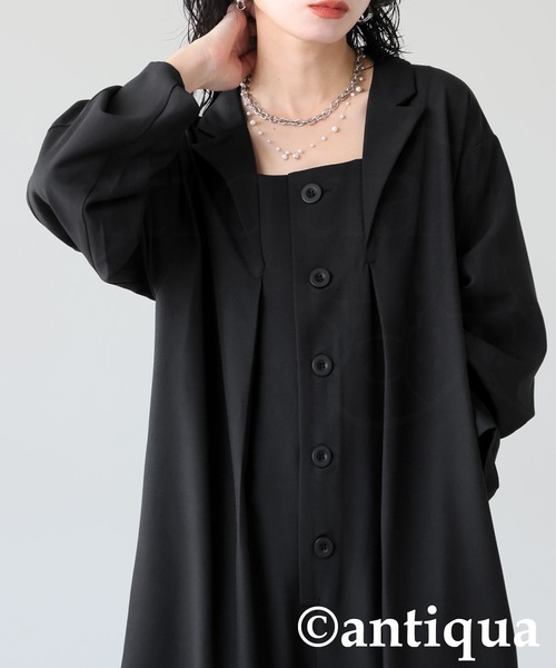antiqua(アンティカ)の「テーラードカラー オールインワン(つなぎ/オールインワン・レディース・グレー/ブラック・ONESIZE)」の18枚目の写真