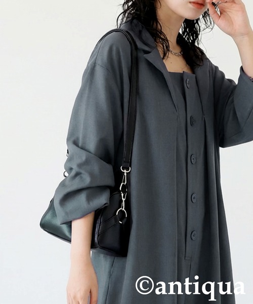 antiqua(アンティカ)の「テーラードカラー オールインワン(つなぎ/オールインワン・レディース・グレー/ブラック・ONESIZE)」の12枚目の写真
