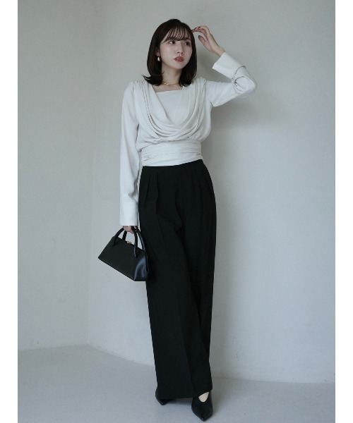 パウダーサテンドレープトップス（シャツ/ブラウス）｜anuans（ア