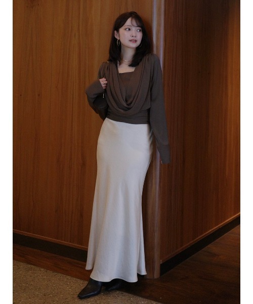 【即日発送】アニュアンス　グロスサテンドレープショルダーブラウス アニュアンス anuans グロスサテンドレープショルダーブラウス （LIGHT