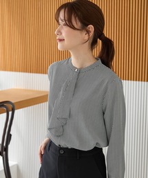 新色/ブラウン・グレー、WEB限定/ブラック】フロッキードットブラウス