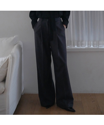 Wool Wide Slacks [Charcoal]