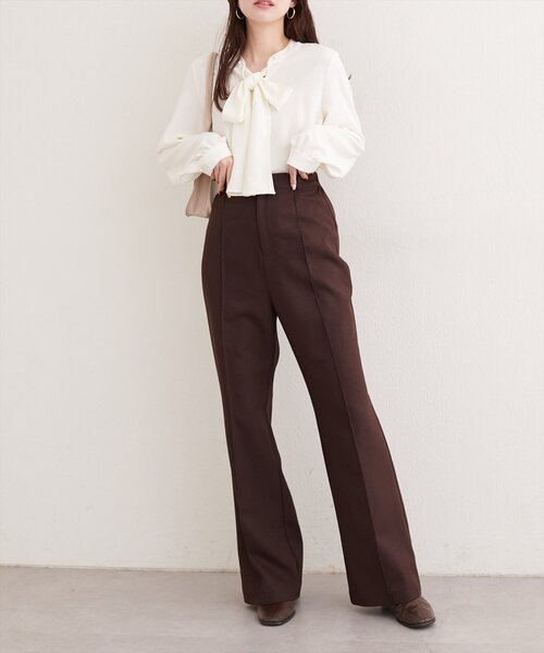 natural couture（ナチュラルクチュール）の「２WAYリボンタイブラウス（シャツ/ブラウス・レディース・グレイッシュベージュ/オフホワイト/グレー/ネイビー・FREE）」の9枚目の写真