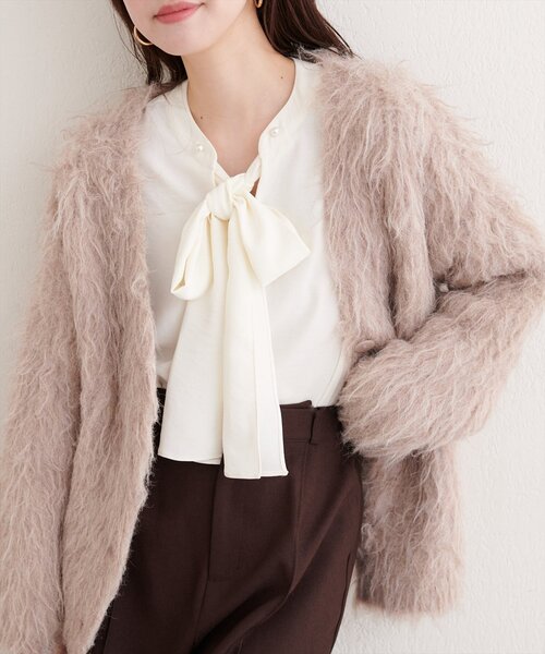 natural couture（ナチュラルクチュール）の「２WAYリボンタイブラウス（シャツ/ブラウス・レディース・グレイッシュベージュ/オフホワイト/グレー/ネイビー・FREE）」の10枚目の写真