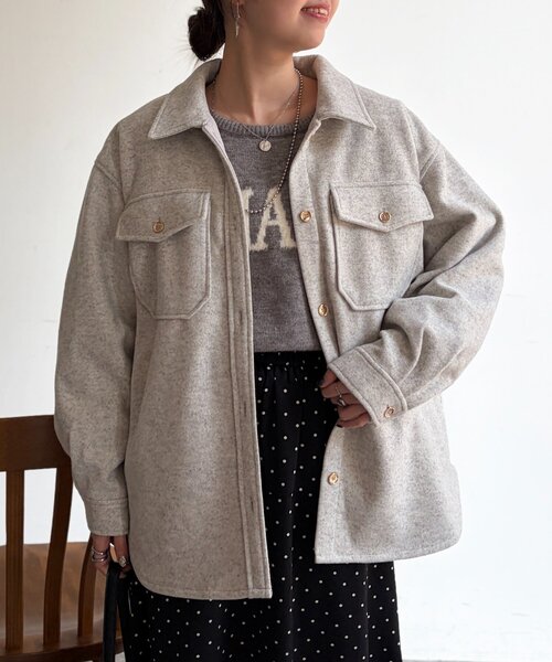 Chez toi(シェトワ)の「CPOシャツジャケット(テーラードジャケット・レディース・ブラック/ホワイト系その他・FREE)」の3枚目の写真