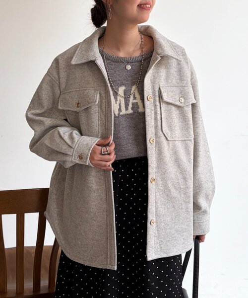 Chez toi(シェトワ)の「CPOシャツジャケット(テーラードジャケット・レディース・ブラック/ホワイト系その他・FREE)」の4枚目の写真