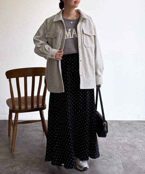 Chez toi(シェトワ)の「CPOシャツジャケット(テーラードジャケット・レディース・ブラック/ホワイト系その他・FREE)」の7枚目の写真