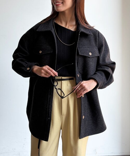 Chez toi(シェトワ)の「CPOシャツジャケット(テーラードジャケット・レディース・ブラック/ホワイト系その他・FREE)」の20枚目の写真