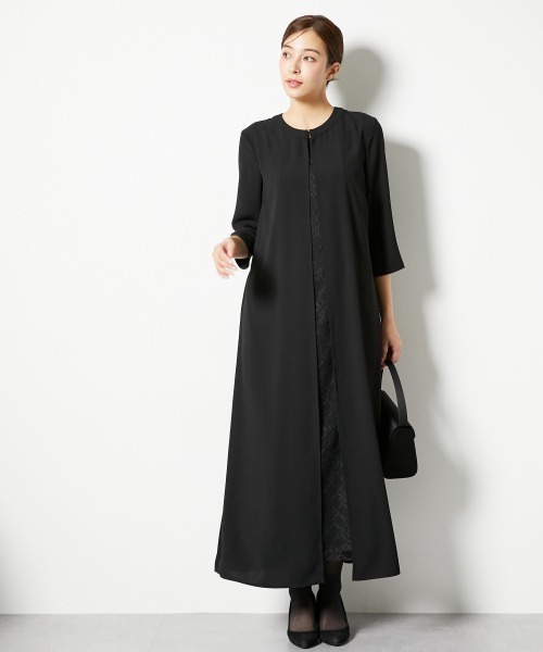 slattgir(スラットジール)の「高身長 【喪服・礼服】前開きレースマキシワンピース(トールサイズ)(スーツセット・レディース・ブラック・T5L/T4L/T3L/TLL/TL/TM)」の4枚目の写真
