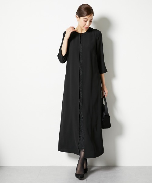 slattgir(スラットジール)の「高身長 【喪服・礼服】前開きレースマキシワンピース(トールサイズ)(スーツセット・レディース・ブラック・T5L/T4L/T3L/TLL/TL/TM)」の5枚目の写真