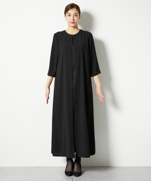 セール】高身長 【喪服・礼服】前開きレースマキシワンピース（トール