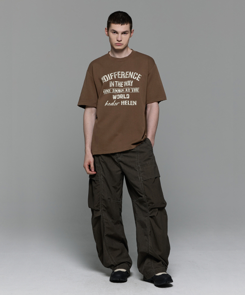 HEDER HELEN（ヘダーヘレン）の「Difference damage half-T brown（Tシャツ/カットソー・レディース・その他・SMALL/MEDIUM/LARGE）」の2枚目の写真
