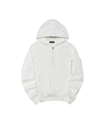 R-0020 COMBAT HALF ZIP-HOODIE(WHITE)