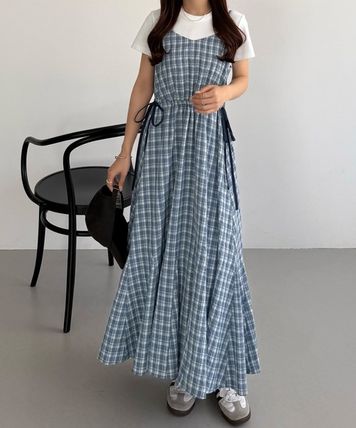callautia(カラウティア)の「バイカラードロストリボンキャミワンピース(ワンピース・レディース・ブラック/ライトブルー/ネイビー・LARGE/MEDIUM/SMALL)」の4枚目の写真