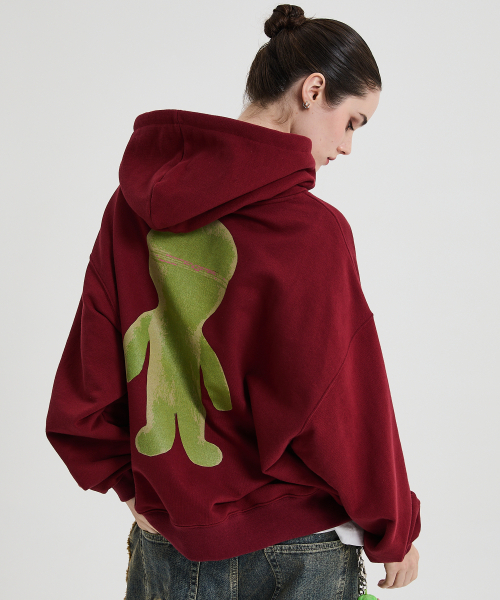 HOODHOOD(フッドフッド)の「エイリアングラフィックオーバーサイズフードバーガンディ(パーカー・レディース・その他・1/2)」の3枚目の写真