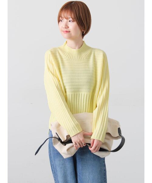 Lugnoncure（ルノンキュール）の「リブ切替ボトルネックニット（ニット/セーター・レディース・イエロー/グリーン/ブルー/グレー/ブラック・F）」の5枚目の写真