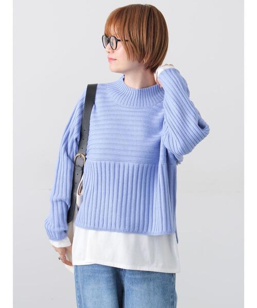 Lugnoncure（ルノンキュール）の「リブ切替ボトルネックニット（ニット/セーター・レディース・イエロー/グリーン/ブルー/グレー/ブラック・F）」の4枚目の写真