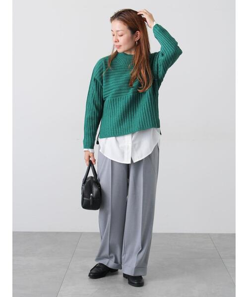 Lugnoncure（ルノンキュール）の「リブ切替ボトルネックニット（ニット/セーター・レディース・イエロー/グリーン/ブルー/グレー/ブラック・F）」の6枚目の写真