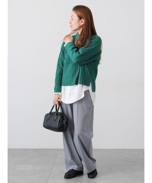 Lugnoncure（ルノンキュール）の「リブ切替ボトルネックニット（ニット/セーター・レディース・イエロー/グリーン/ブルー/グレー/ブラック・F）」の7枚目の写真